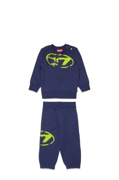 DIESEL Tuta in felpa con logo Oval D effetto used | Bambino Tute E Baby Set | Oval D By Diesel